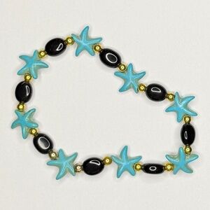 Black Onyx and  Howlite gemstone bracelet handmade stretchy